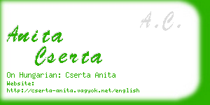 anita cserta business card